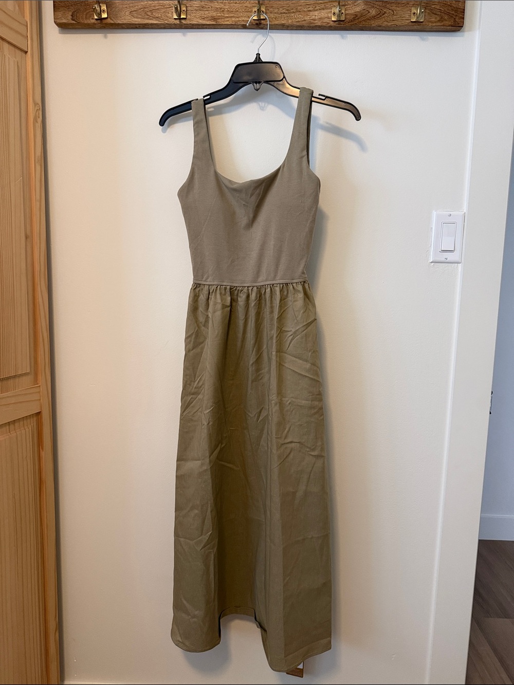 OGL Olive Maxi Dress with Tank Bodice and Gathered Waist - originally $69